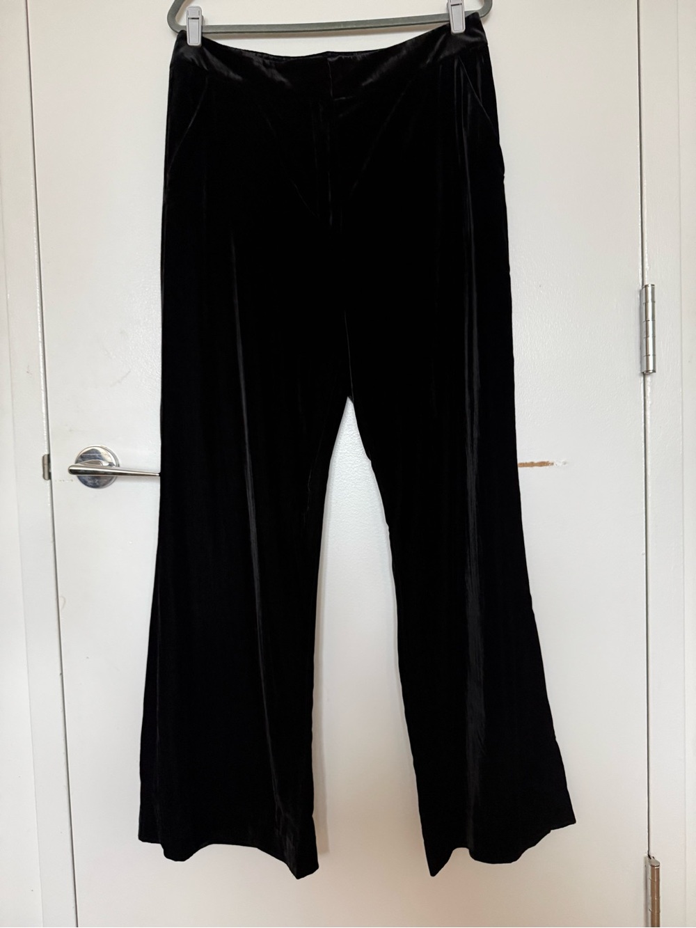 Veronica Beard Black Velvet Wide-Leg Pants